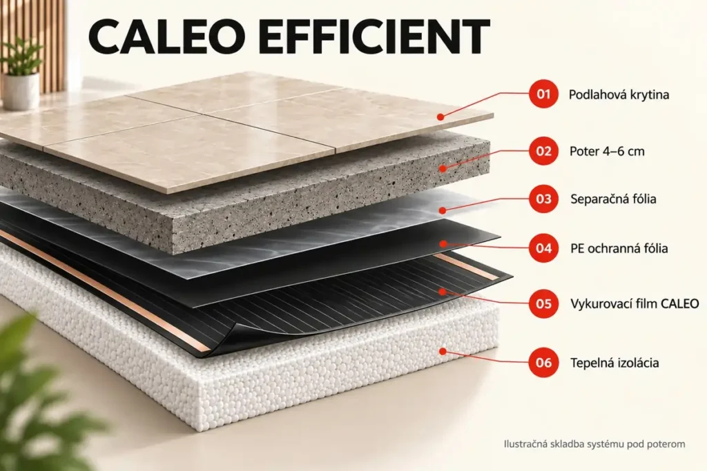 Infra podlahové kúrenie - Caleo EFFICIENT - pri novostavbách