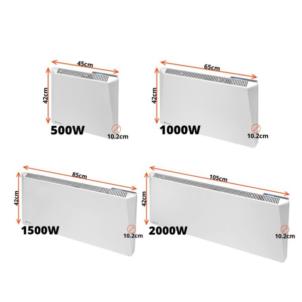Vykurovací panel Radialight SIRIO - technický nákres s rozmermi
